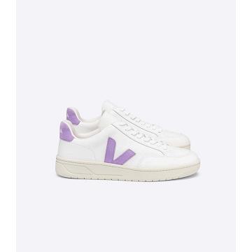 Veja V-12 LEATHER Sneakers Dames White/Purple | NL 677SGL